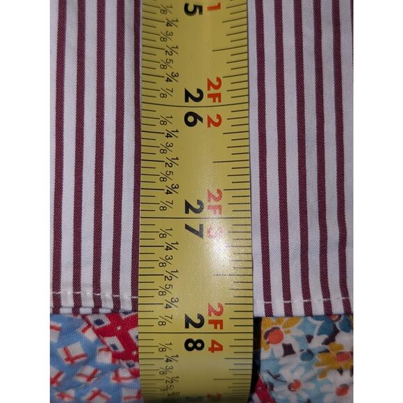 Charter Club Burgundy Stripe Tailored Fit Cotton Blend Button Up Shirt  Sz 20W - Picture 7 of 8